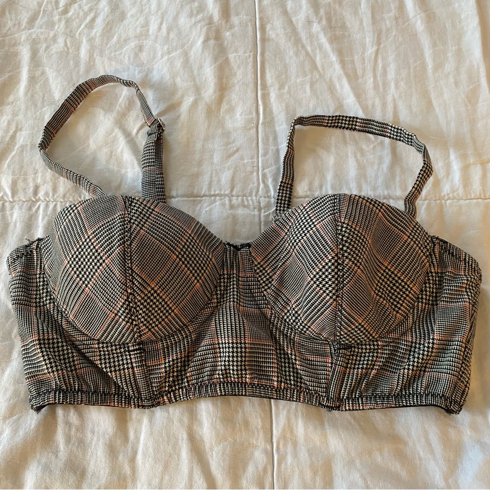 Fleur du Mal Bustier Women’s XS Plaid Wool Cotton Blend Preppy Collegiate Preppy